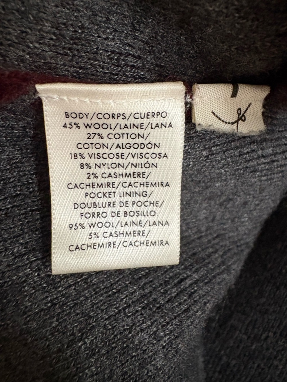 Ann Taylor Two-Tone Open-Front Cardigan in Burgundy and Gray - Picture 5 of 5